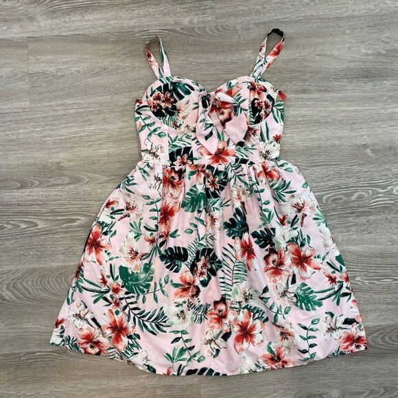 Band of Gypsies Mini Dress Pink Floral Print - Picture 1 of 7